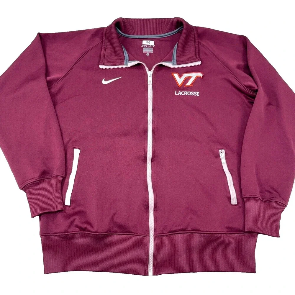 Virginia Tech Hokies Jacket Women XL Maroon Nike Dri Fit Track Suit Team‎ Issue